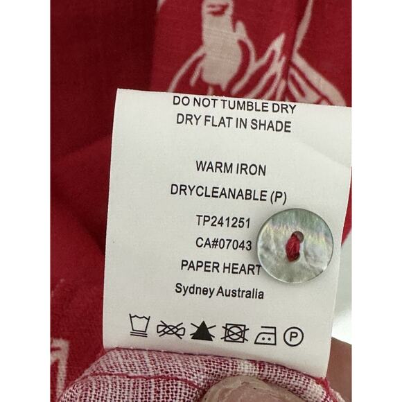 Paper Heart Tequila Mini Dress Large Red Linen Blend Margarita Vacation Cruise - Picture 5 of 7